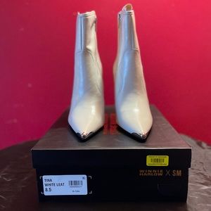 Steve Madden x Winnie Harlow white booties